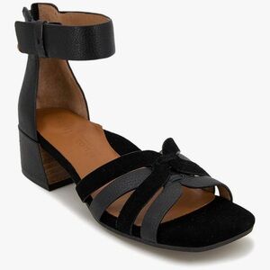 Kenneth Cole Gentle Souls Break My Park Black Leather Cut Out Sandals Women 7